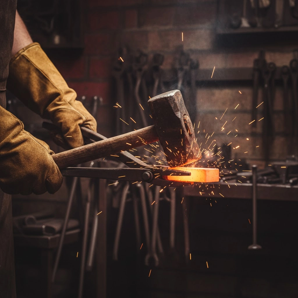 hand forging authentic damascus steel lara pro.webp